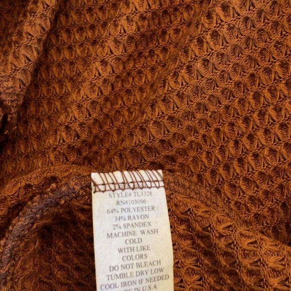 B Famous #USA Womens Long Brown Boho Crocheted Cardigan Sweater Choose Size - Picture 8 of 8